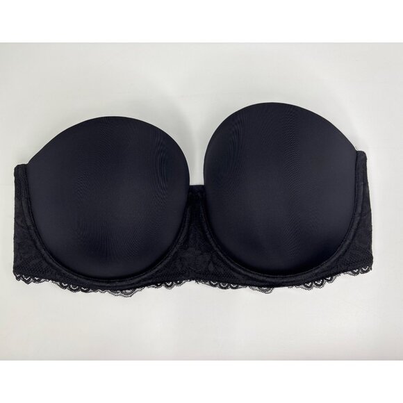 Torrid Curve Lightly Lined Strapless Bra Lace Trim Black 38DDD - Picture 1 of 4